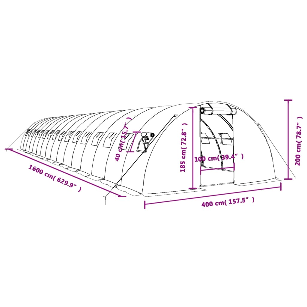 8720845891534_g_en_hd_10 vidaXL Greenhouse with Steel Frame Green 64 m² 16x4x2 m - Image 12