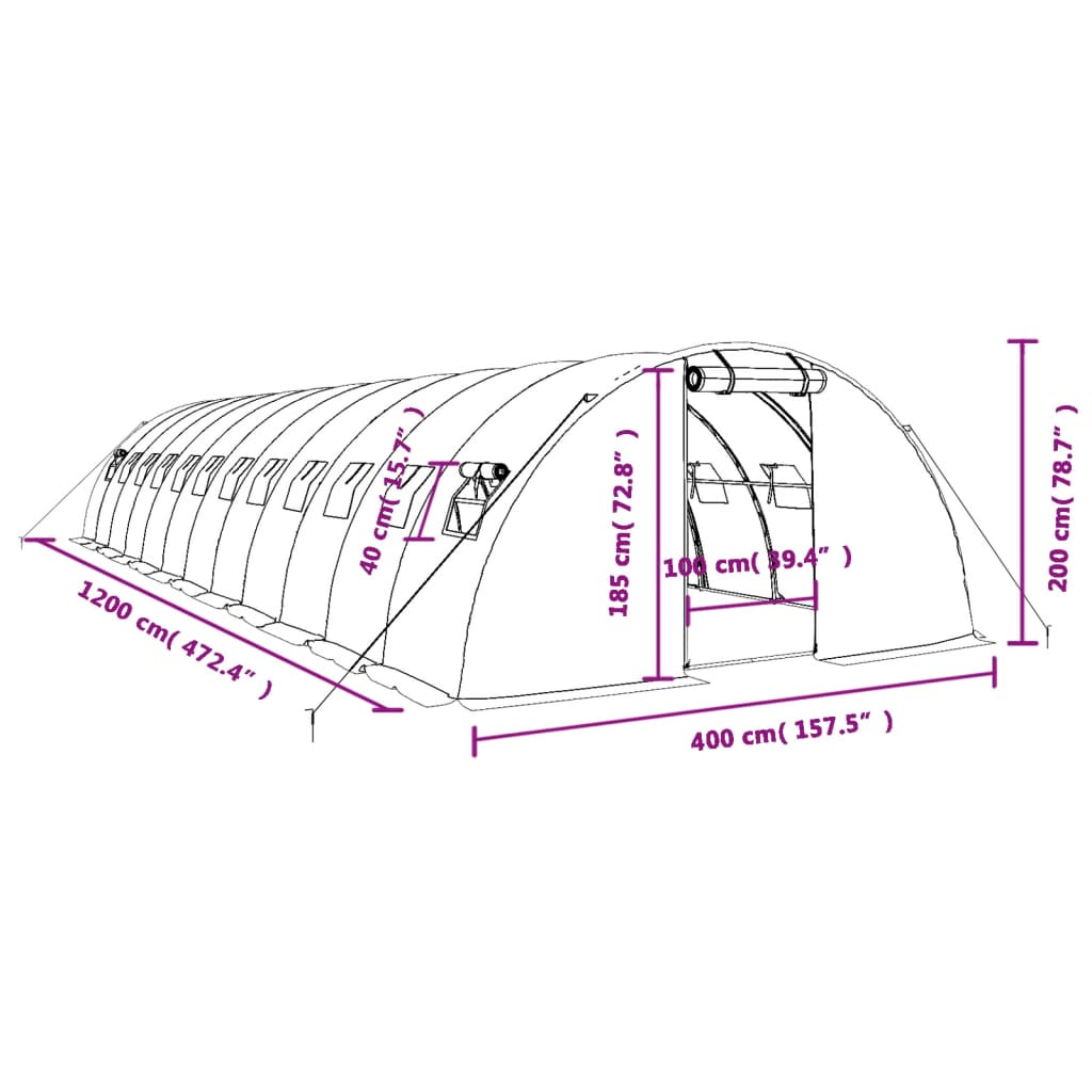 8720845891626_g_en_hd_10 vidaXL Greenhouse with Steel Frame White 48 m² 12x4x2 m - Image 12