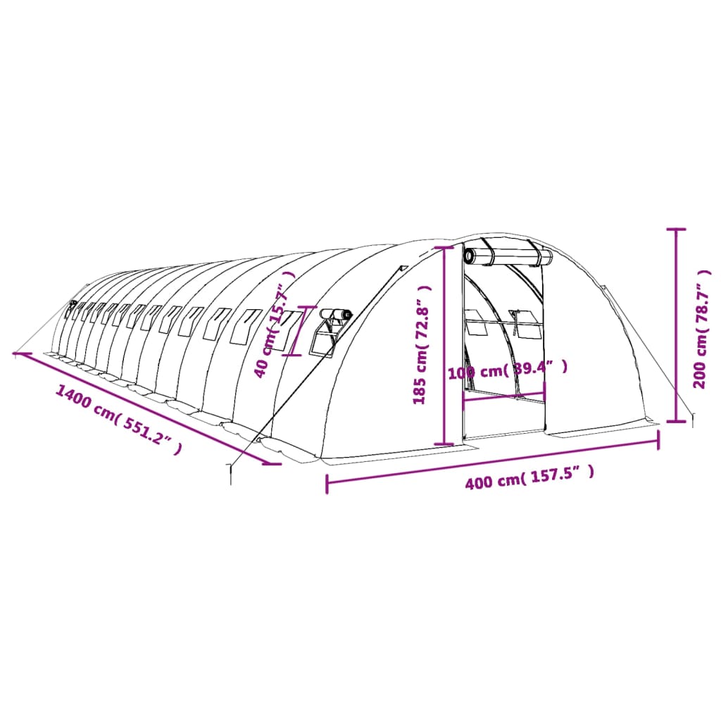 8720845891633_g_en_hd_10 vidaXL Greenhouse with Steel Frame White 56 m² 14x4x2 m - Image 12