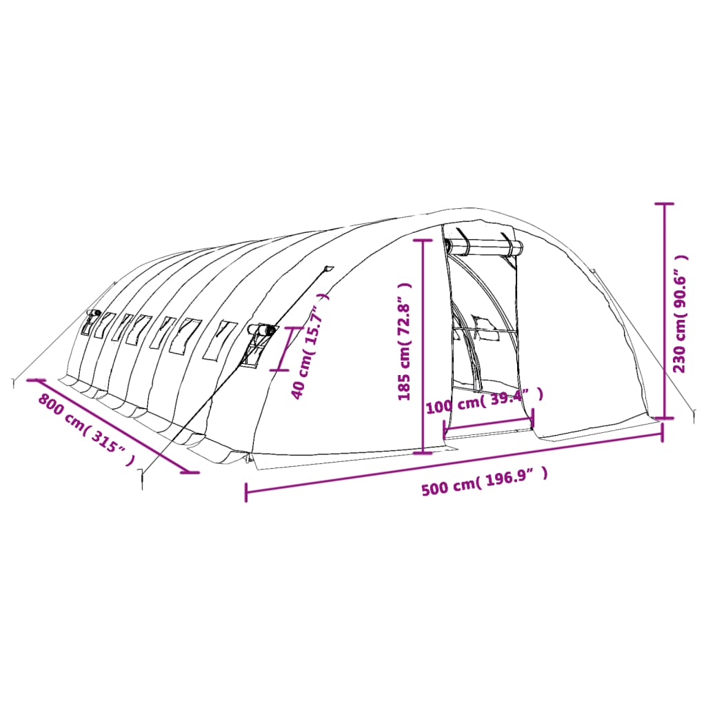 8720845891718_g_en_hd_10 vidaXL Greenhouse with Steel Frame Green 40 m² 8x5x2.3 m - Image 12