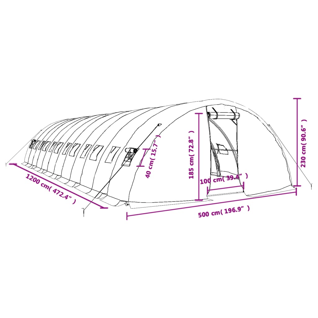 8720845891732_g_en_hd_10 vidaXL Greenhouse with Steel Frame Green 60 m² 12x5x2.3 m - Image 12
