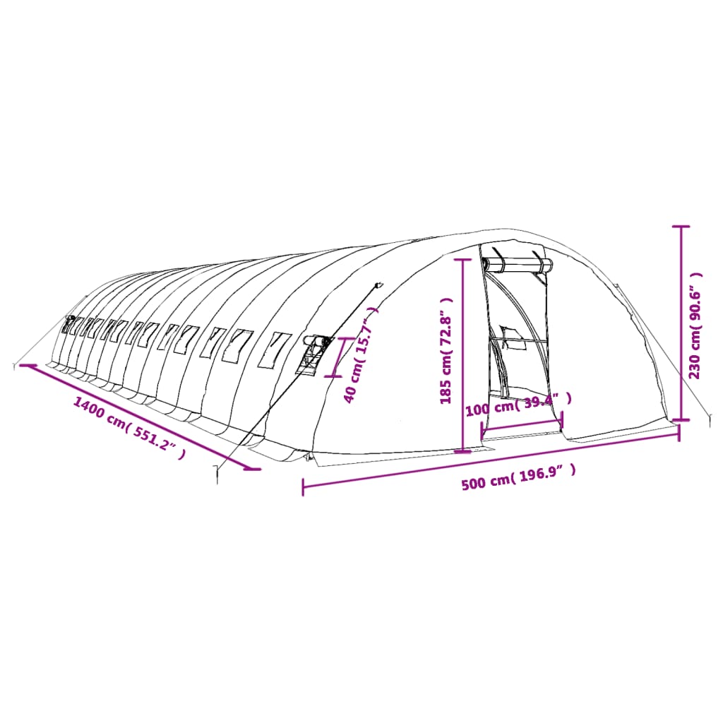 8720845891855_g_en_hd_10 vidaXL Greenhouse with Steel Frame White 70 m² 14x5x2.3 m - Image 12