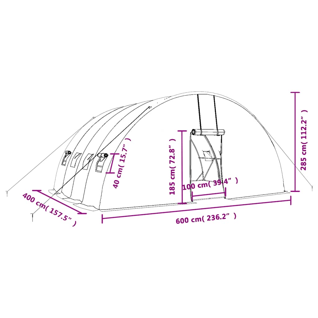 8720845891916_g_en_hd_10 vidaXL Greenhouse with Steel Frame Green 24 m² 6x4x2.85 m - Image 12