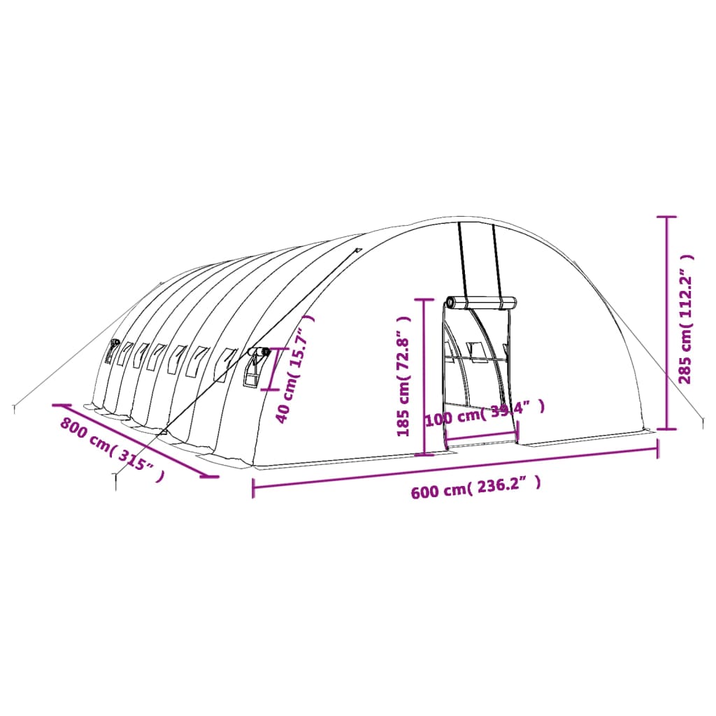 8720845891930_g_en_hd_10 vidaXL Greenhouse with Steel Frame Green 48 m² 8x6x2.85 m - Image 12