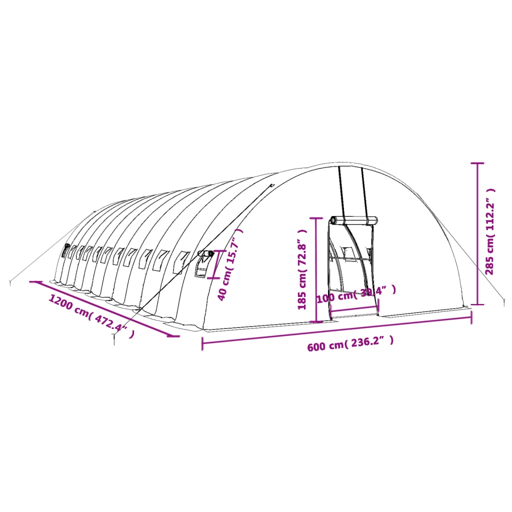 8720845891954_g_en_hd_10 vidaXL Greenhouse with Steel Frame Green 72 m² 12x6x2.85 m - Image 12