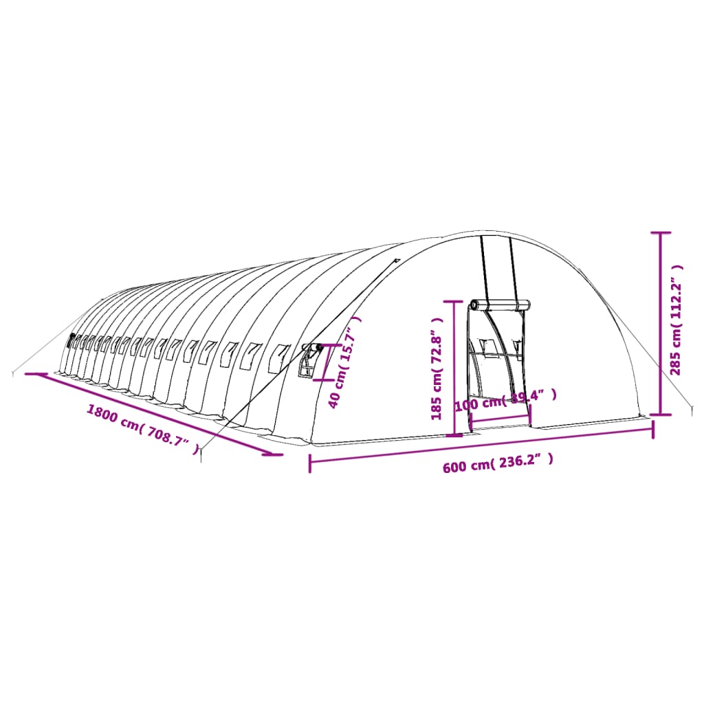 8720845891985_g_en_hd_10 vidaXL Greenhouse with Steel Frame Green 108 m² 18x6x2.85 m - Image 12