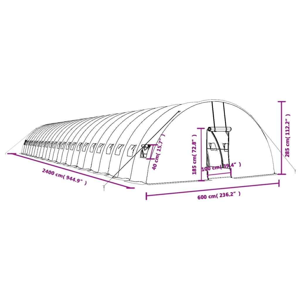 8720845892012_g_en_hd_10 vidaXL Greenhouse with Steel Frame Green 144 m² 24x6x2.85 m - Image 12