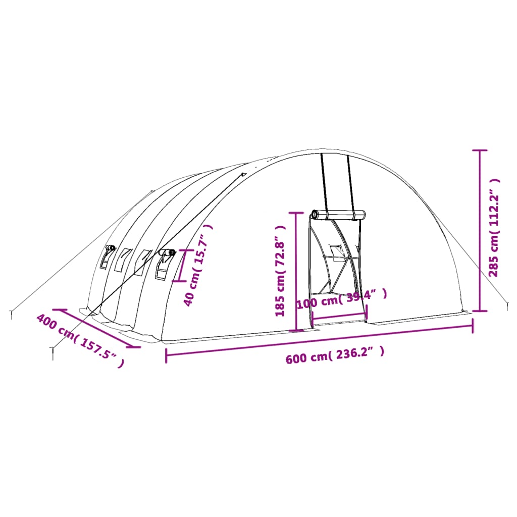 8720845892029_g_en_hd_10 vidaXL Greenhouse with Steel Frame White 24 m² 6x4x2.85 m - Image 12