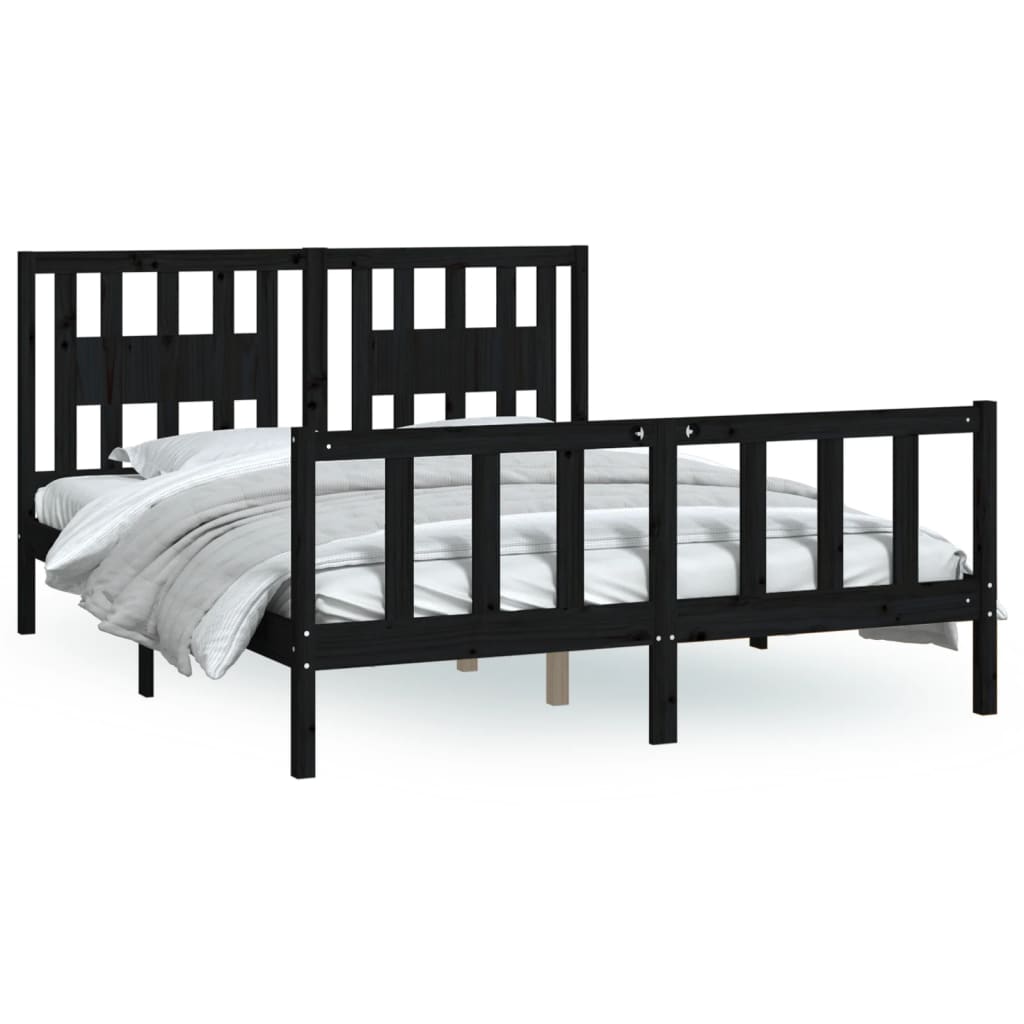 8720845893620_a_en_hd_1 vidaXL Bed Frame without Mattress Black Solid Wood Pine 150x200 cm - Image 2