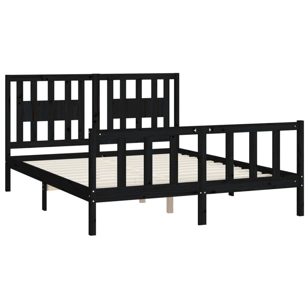 8720845893620_g_en_hd_2 vidaXL Bed Frame without Mattress Black Solid Wood Pine 150x200 cm - Image 4