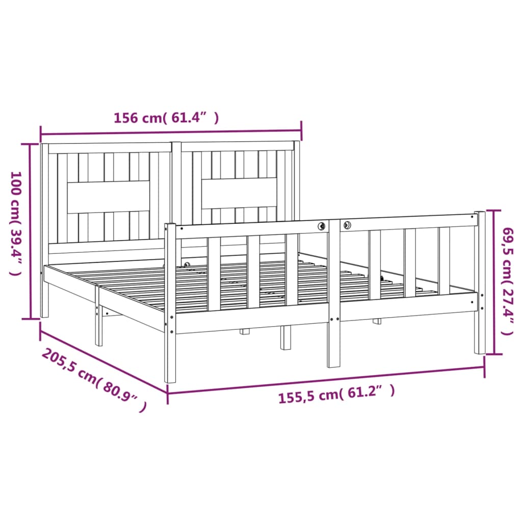 8720845893620_g_en_hd_4 vidaXL Bed Frame without Mattress Black Solid Wood Pine 150x200 cm - Image 6
