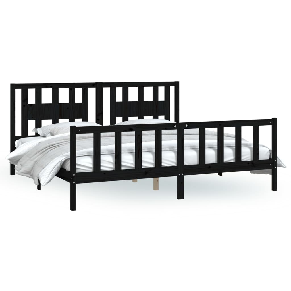 8720845893729_a_en_hd_1 vidaXL Bed Frame without Mattress Black Solid Wood Pine 183x203 cm King - Image 2