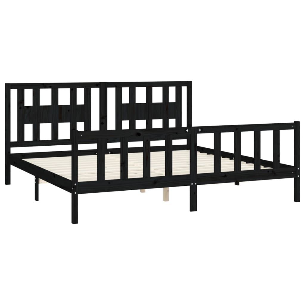 8720845893729_g_en_hd_2 vidaXL Bed Frame without Mattress Black Solid Wood Pine 183x203 cm King - Image 4