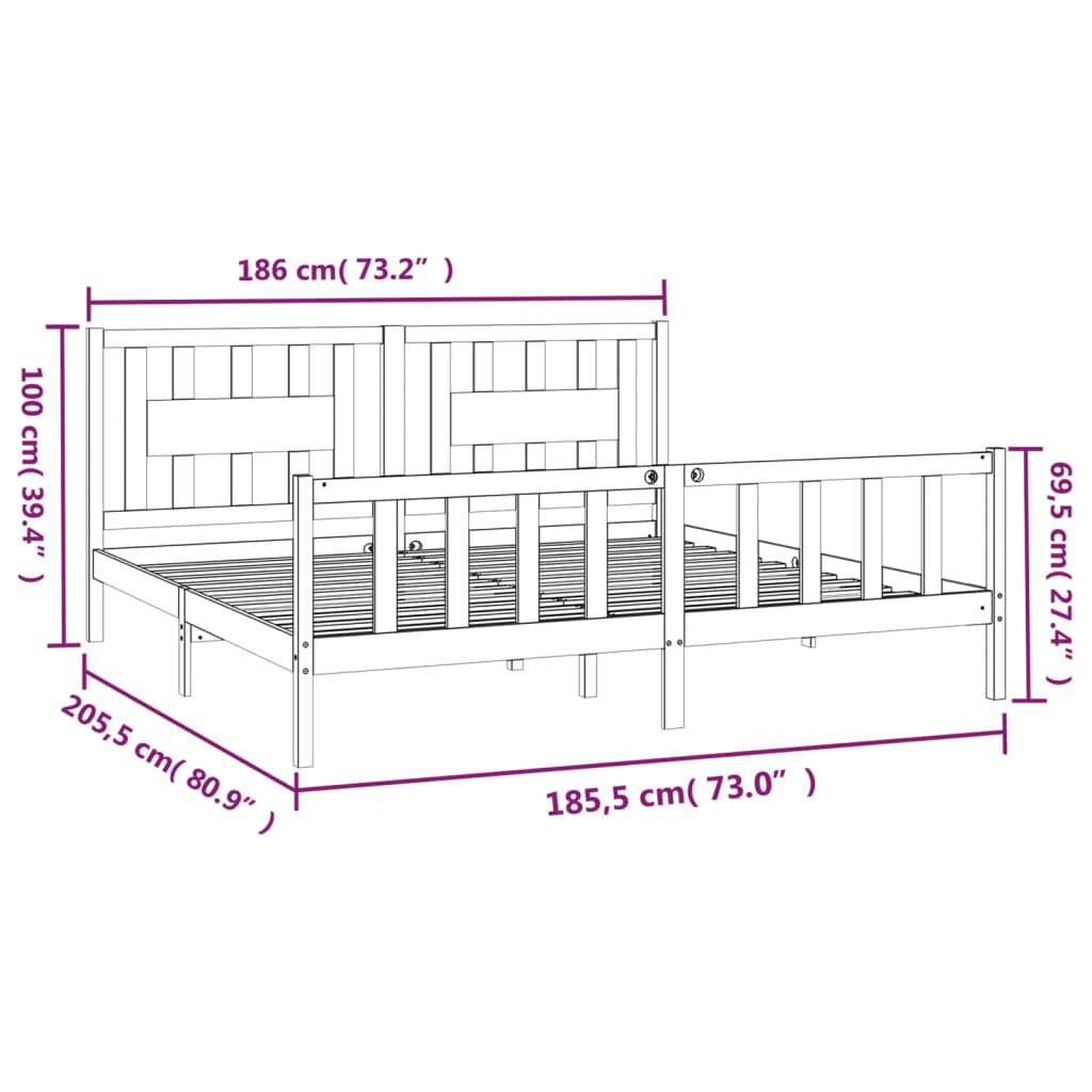 8720845893729_g_en_hd_4 vidaXL Bed Frame without Mattress Black Solid Wood Pine 183x203 cm King - Image 6