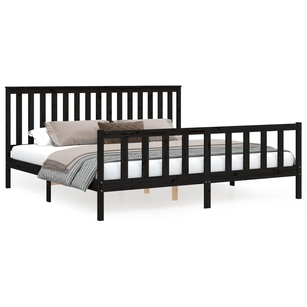 8720845894122_a_en_hd_1 vidaXL Bed Frame without Mattress Black Solid Wood Pine 183x203 cm King - Image 2