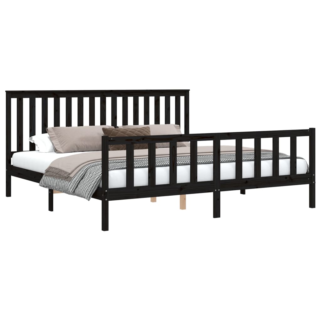 8720845894122_g_en_hd_1 vidaXL Bed Frame without Mattress Black Solid Wood Pine 183x203 cm King - Image 3