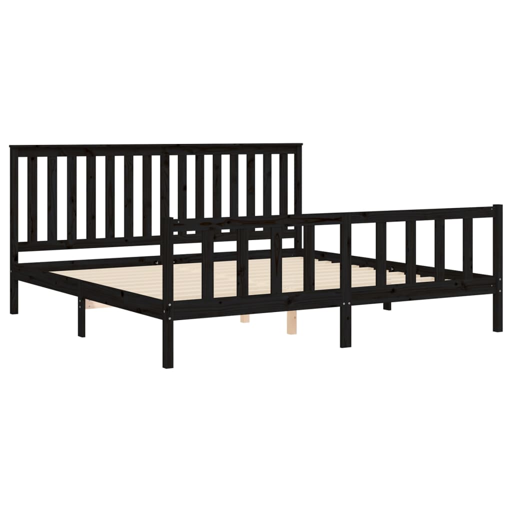 8720845894122_g_en_hd_2 vidaXL Bed Frame without Mattress Black Solid Wood Pine 183x203 cm King - Image 4