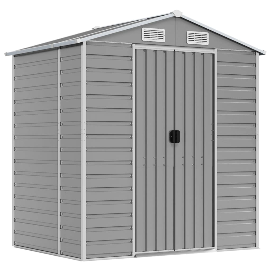 8720845894436_a_en_hd_1 vidaXL Garden Shed Light Grey 191x130x198 cm Galvanised Steel - Image 2