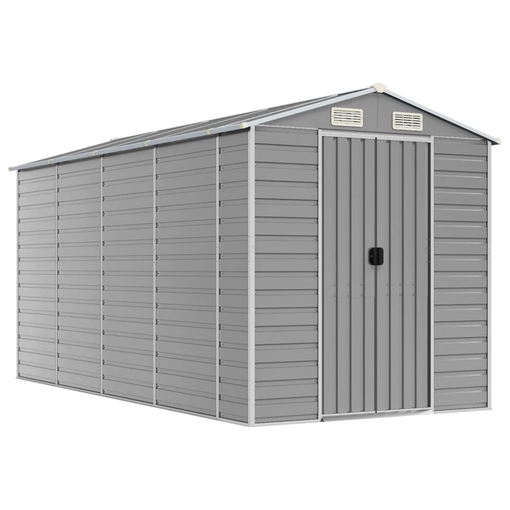 8720845894467_a_en_hd_1 vidaXL Garden Shed Light Grey 191x385x198 cm Galvanised Steel - Image 2