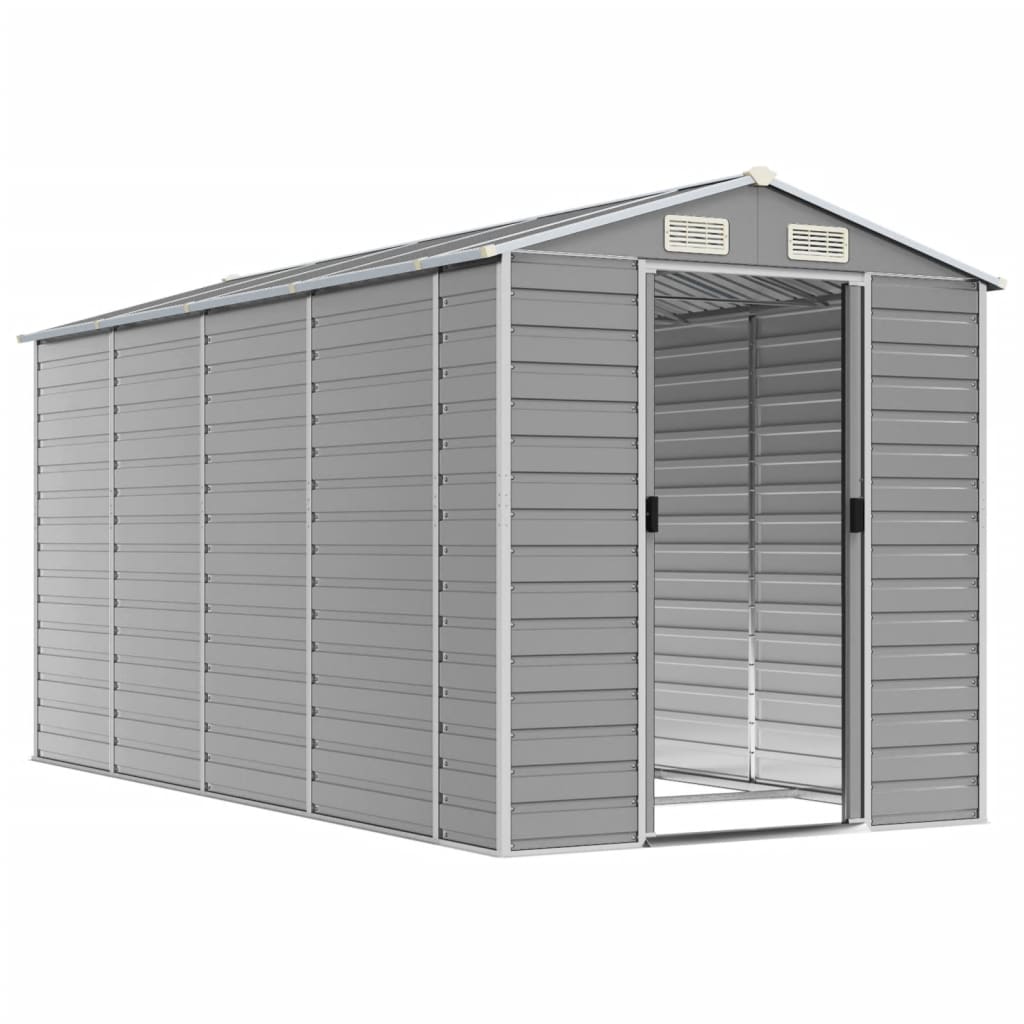 8720845894467_g_en_hd_1 vidaXL Garden Shed Light Grey 191x385x198 cm Galvanised Steel - Image 3