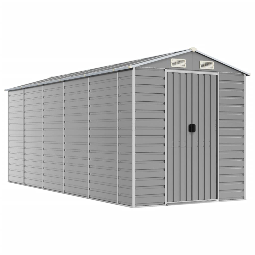 8720845894474_a_en_hd_1 vidaXL Garden Shed Light Grey 191x470x198 cm Galvanised Steel - Image 2