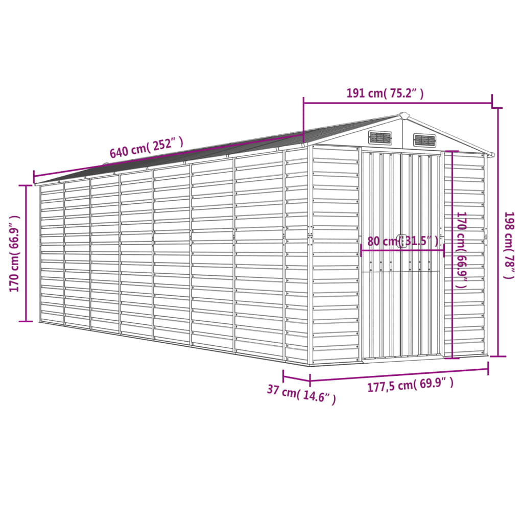 8720845894603_g_en_hd_10 vidaXL Garden Shed Anthracite 191x640x198 cm Galvanised Steel - Image 12