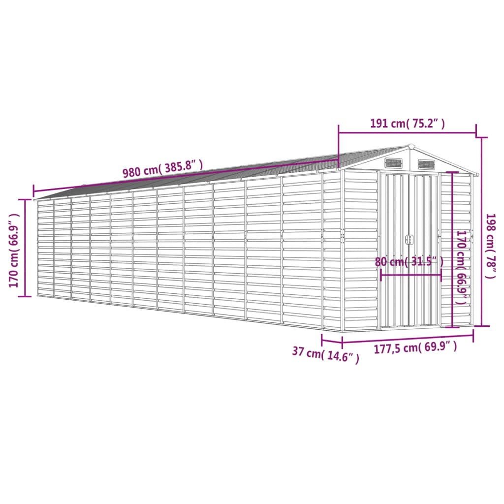 8720845894641_g_en_hd_10 vidaXL Garden Shed Anthracite 191x980x198 cm Galvanised Steel - Image 12
