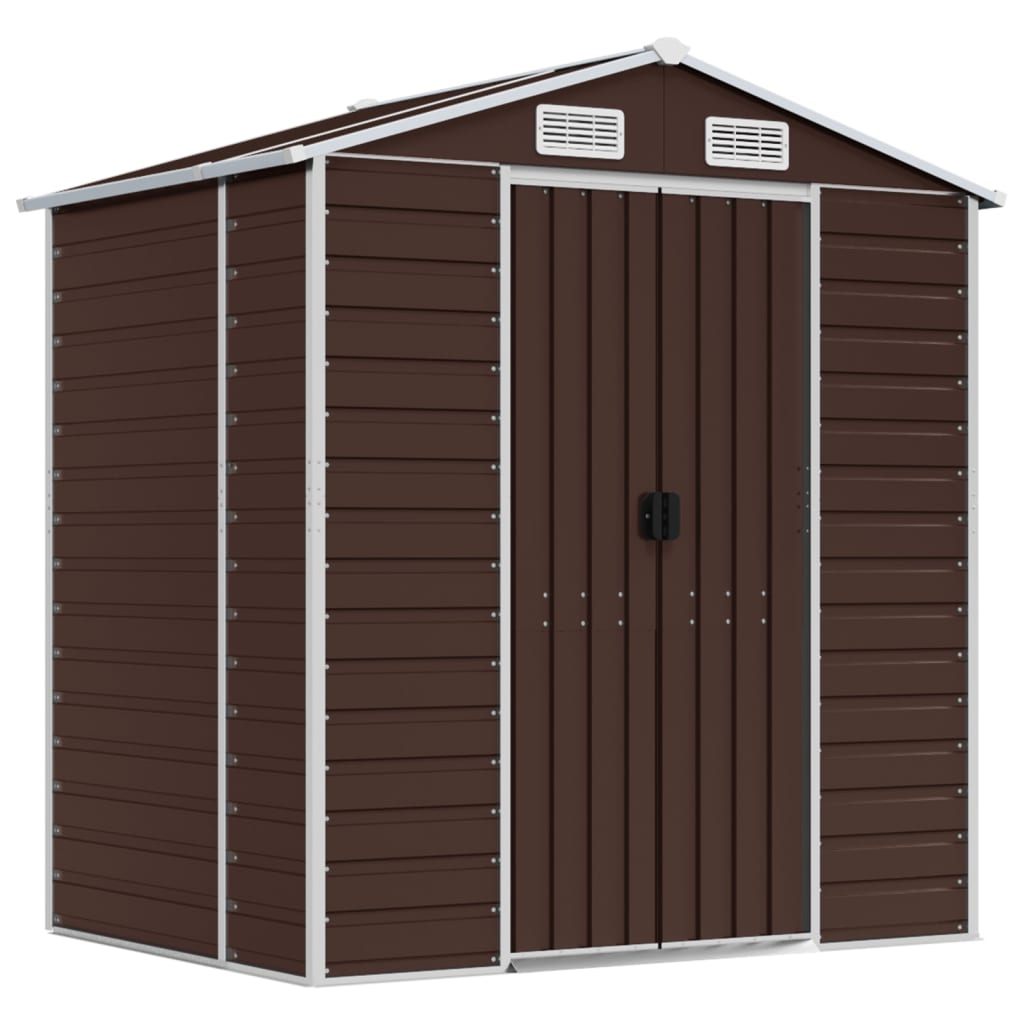 8720845894658_a_en_hd_1 vidaXL Garden Shed Brown 191x130x198 cm Galvanised Steel - Image 2
