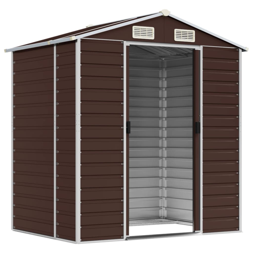 8720845894658_g_en_hd_1 vidaXL Garden Shed Brown 191x130x198 cm Galvanised Steel - Image 3