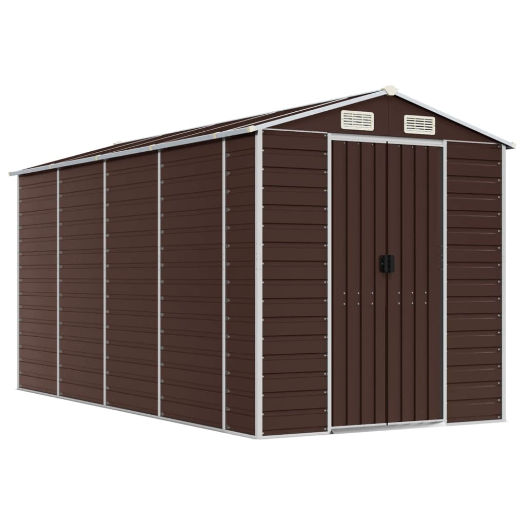 8720845894689_a_en_hd_1 vidaXL Garden Shed Brown 191x385x198 cm Galvanised Steel - Image 2