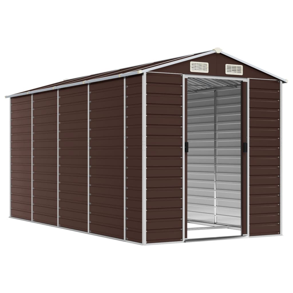 8720845894689_g_en_hd_1 vidaXL Garden Shed Brown 191x385x198 cm Galvanised Steel - Image 3