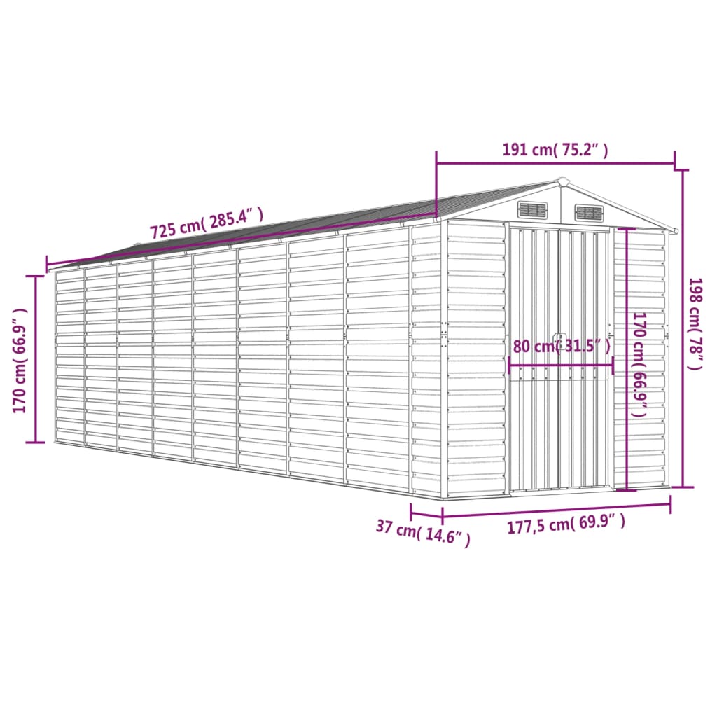 8720845894832_g_en_hd_10 vidaXL Garden Shed Light Brown 191x725x198 cm Galvanised Steel - Image 12