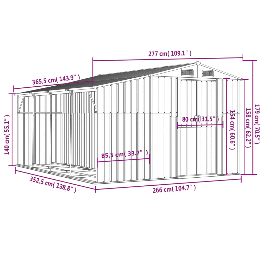 8720845894894_g_en_hd_10 vidaXL Garden Shed Green 277x365.5x179 cm Galvanised Steel - Image 12