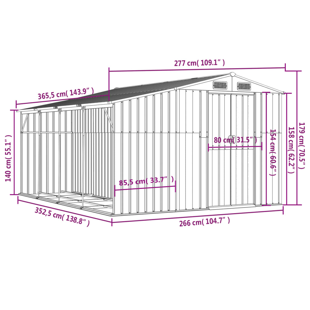 8720845894924_g_en_hd_10 vidaXL Garden Shed Grey 277x365.5x179 cm Galvanised Steel - Image 12