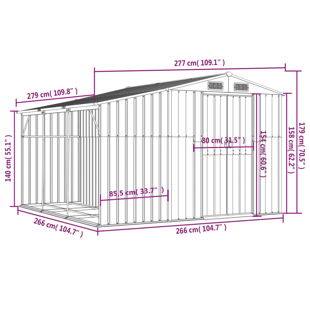 8720845895006_g_en_hd_10 vidaXL Garden Shed Light Brown 277x279x179 cm Galvanised Steel - Image 12