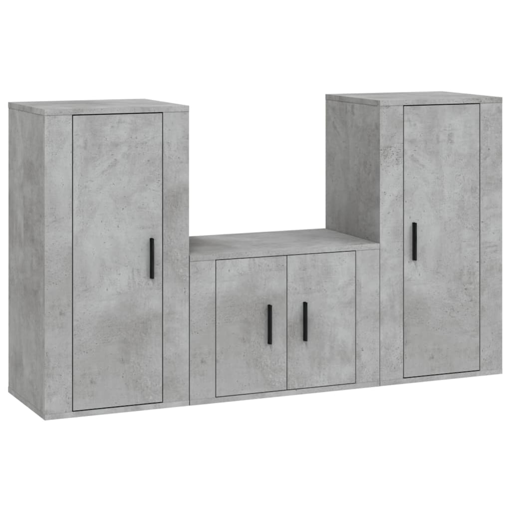 8720845900069_a_en_hd_1 vidaXL 3 Piece TV Cabinet Set Concrete Grey Engineered Wood - Image 2