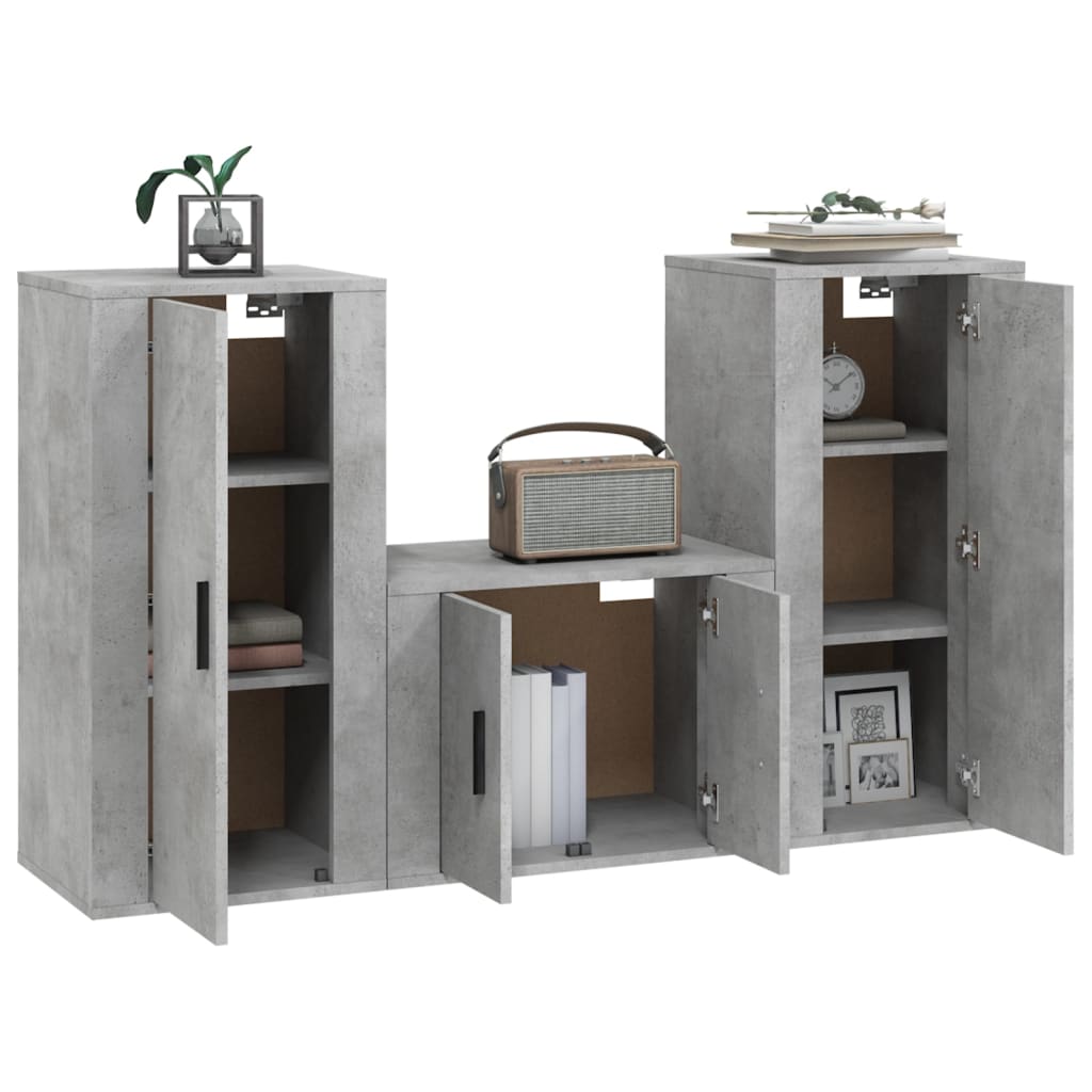 8720845900069_g_en_hd_1 vidaXL 3 Piece TV Cabinet Set Concrete Grey Engineered Wood - Image 4