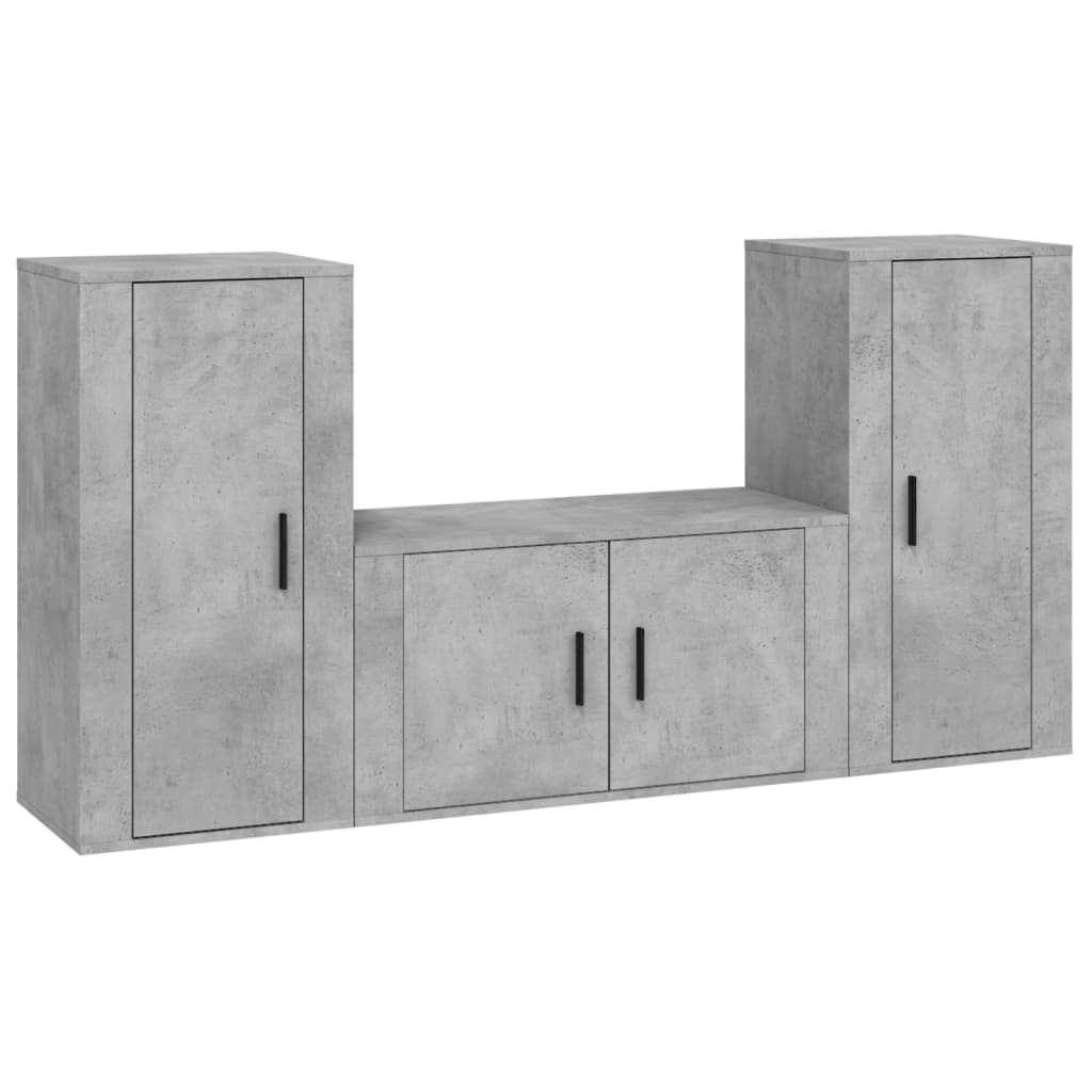 8720845900144_a_en_hd_1 vidaXL 3 Piece TV Cabinet Set Concrete Grey Engineered Wood - Image 2