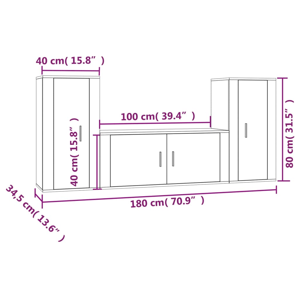 8720845900182_g_en_hd_6 vidaXL 3 Piece TV Cabinet Set White Engineered Wood - Image 9