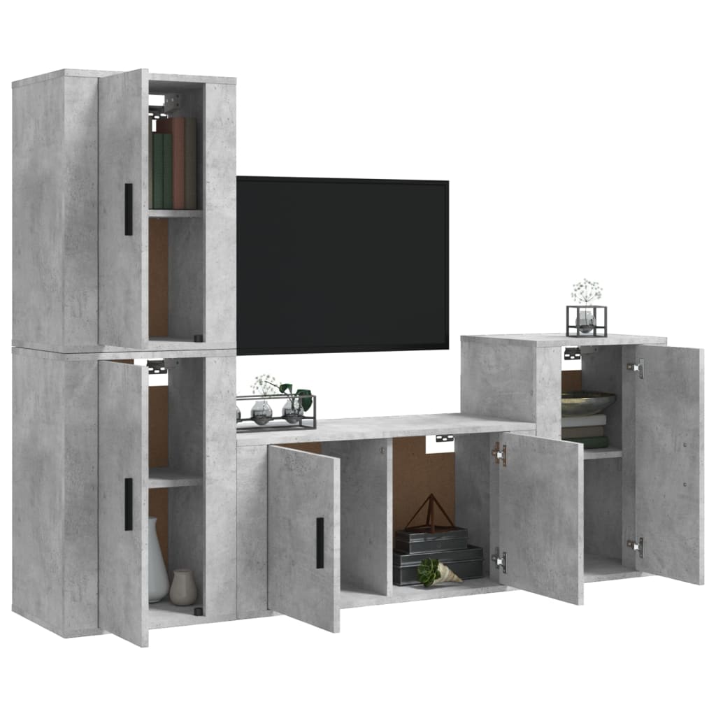 8720845900946_g_en_hd_1 vidaXL 4 Piece TV Cabinet Set Concrete Grey Engineered Wood - Image 4