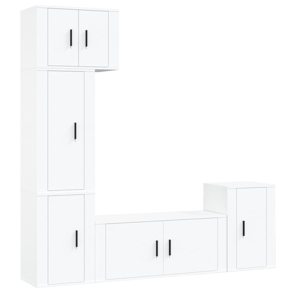 8720845901066_a_en_hd_1 vidaXL 5 Piece TV Cabinet Set White Engineered Wood - Image 2
