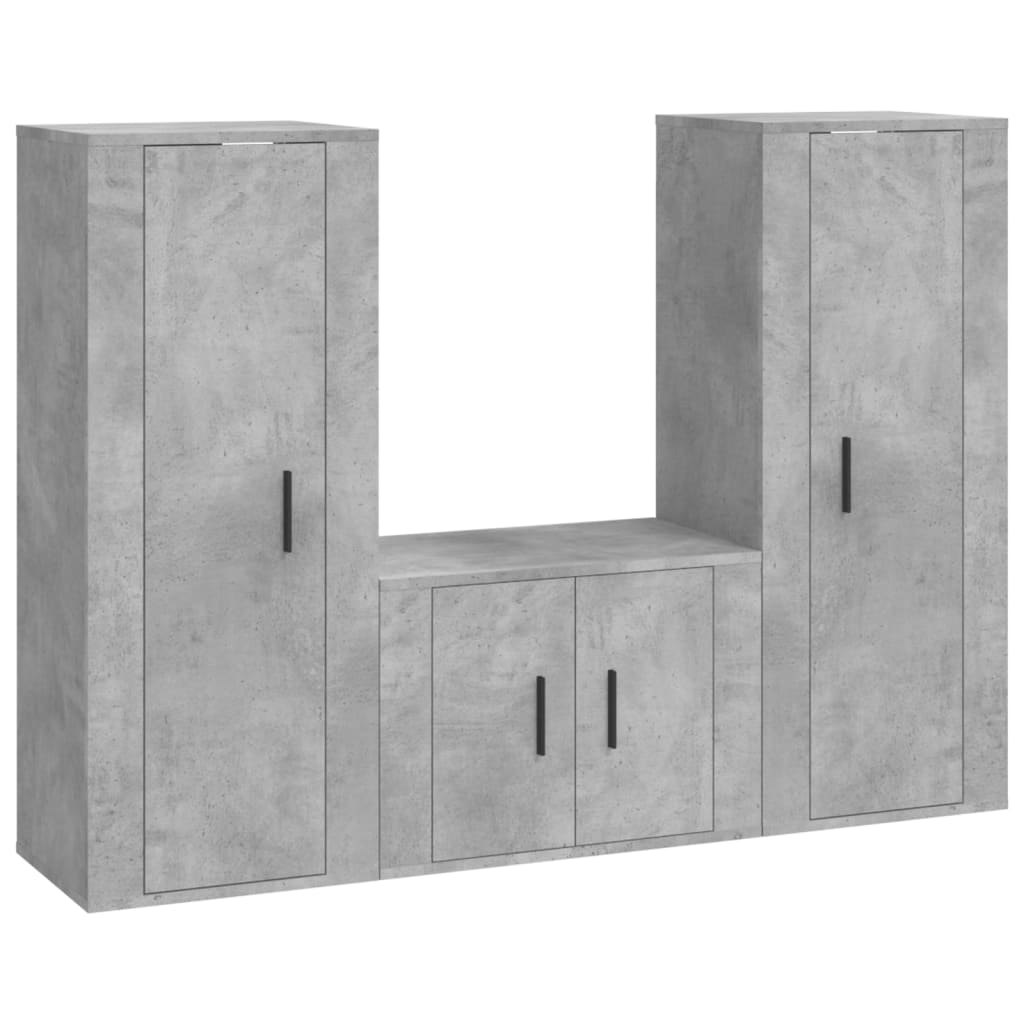 8720845902308_a_en_hd_1 vidaXL 3 Piece TV Cabinet Set Concrete Grey Engineered Wood - Image 2