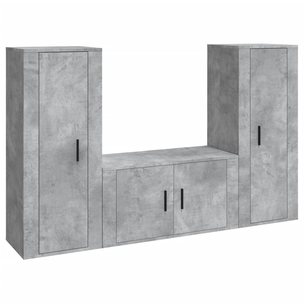 8720845902384_a_en_hd_1 vidaXL 3 Piece TV Cabinet Set Concrete Grey Engineered Wood - Image 2