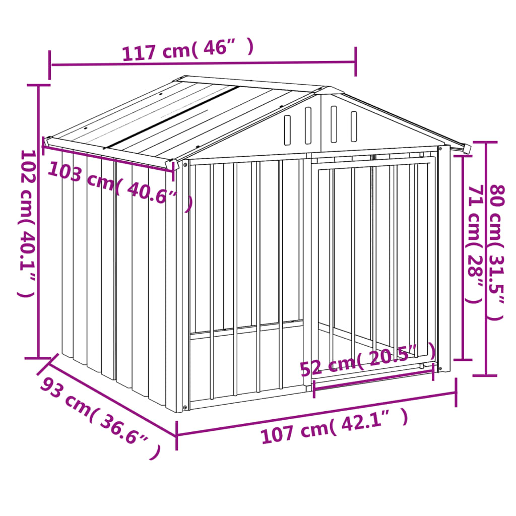 8720845903756_g_en_hd_3 vidaXL Dog House with Roof Black 117x103x102 cm Galvanised Steel - Image 5
