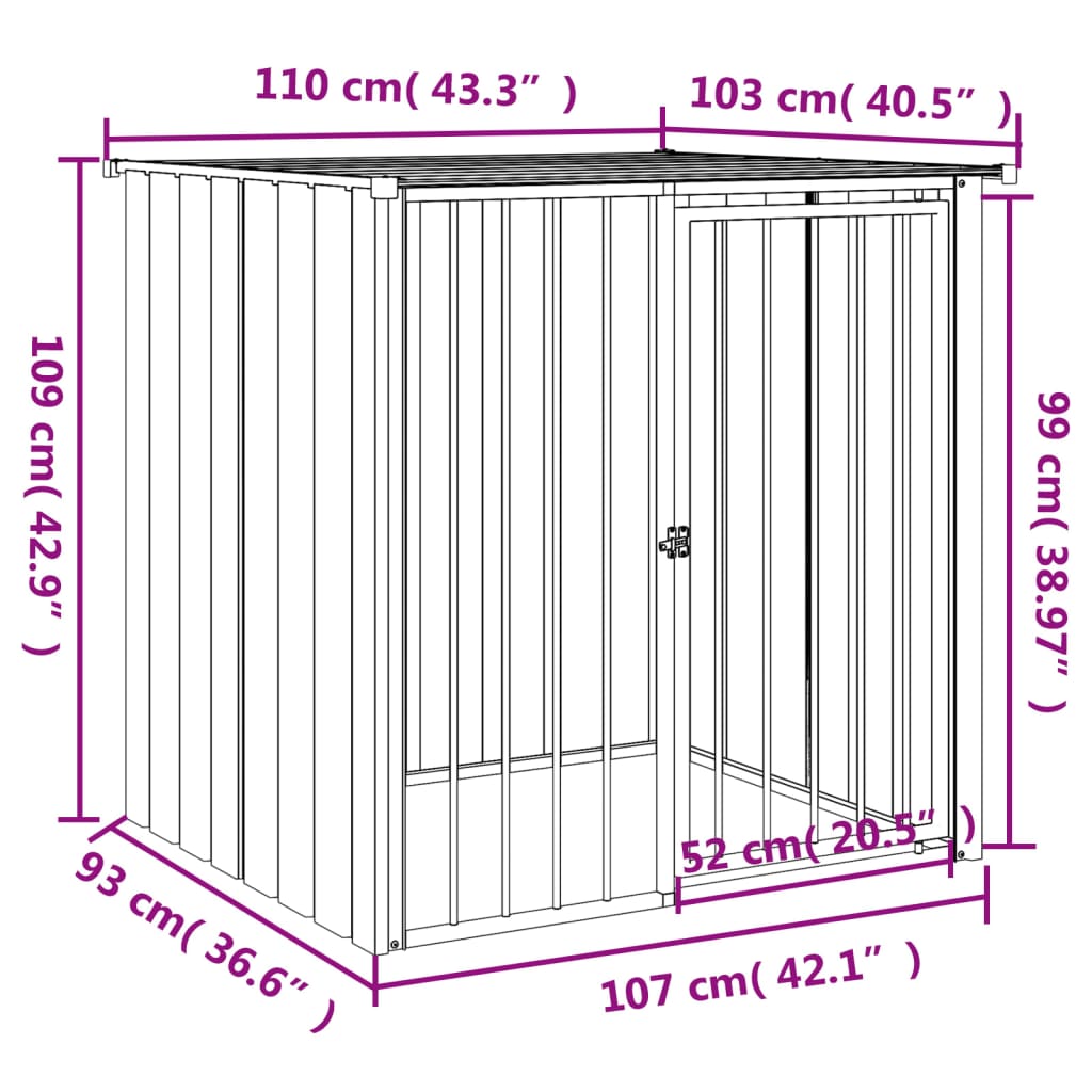 8720845903763_g_en_hd_3 vidaXL Dog House with Roof Black 110x103x109 cm Galvanised Steel - Image 5