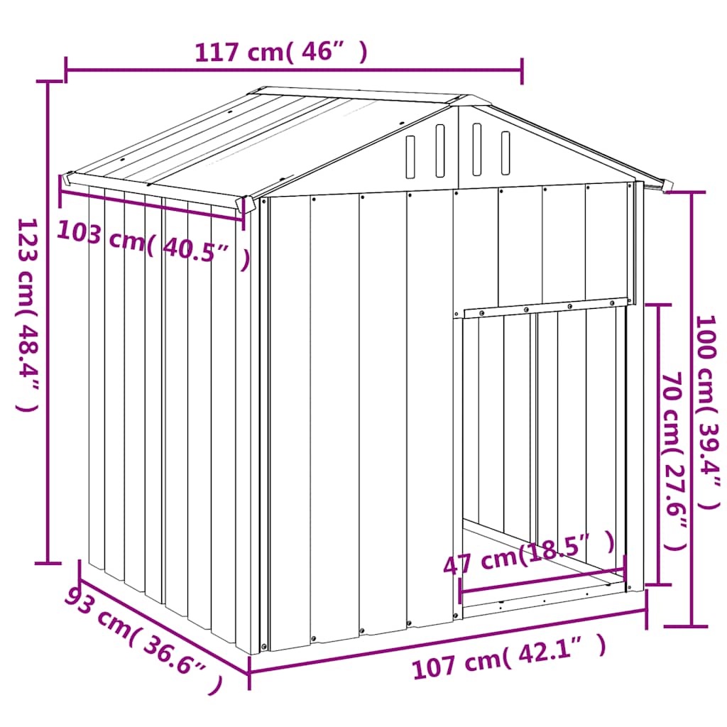 8720845903794_g_en_hd_3 vidaXL Dog House with Roof Light Grey 117x103x123 cm Galvanised Steel - Image 5