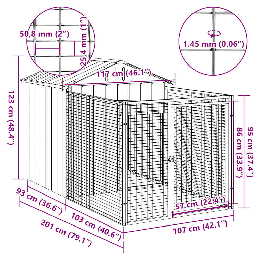 8720845903800_g_en_hd_3 vidaXL Dog House with Run Anthracite 117x201x123 cm Galvanised Steel - Image 5