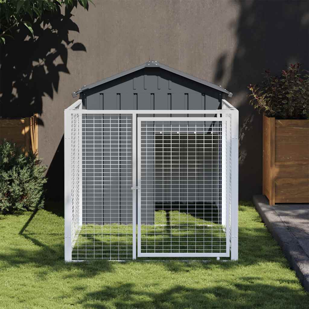 8720845903800_m_en_hd_1 vidaXL Dog House with Run Anthracite 117x201x123 cm Galvanised Steel - Image 1