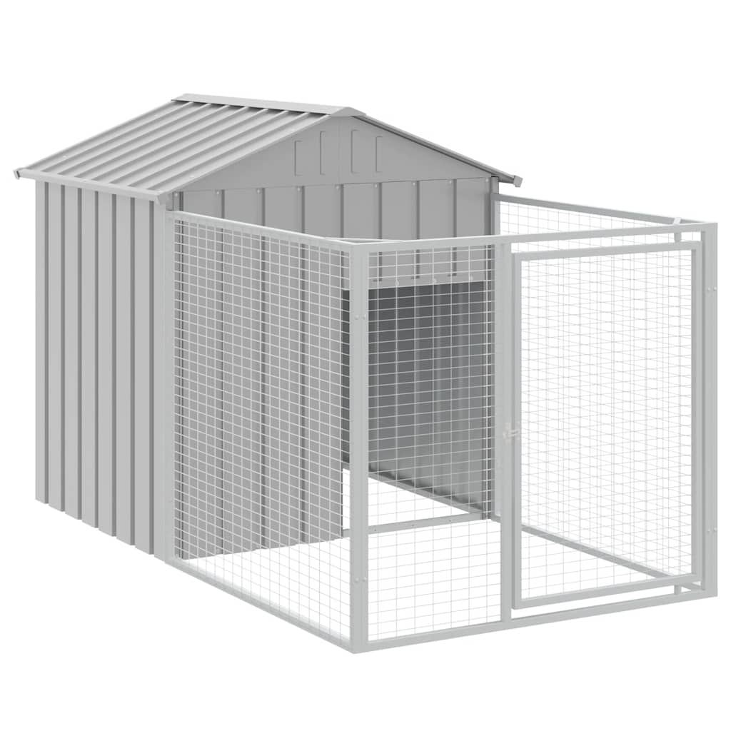 8720845903817_a_en_hd_1 vidaXL Dog House with Run Light Grey 117x201x123 cm Galvanised Steel - Image 2