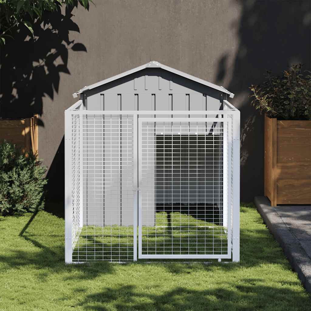 8720845903817_m_en_hd_1 vidaXL Dog House with Run Light Grey 117x201x123 cm Galvanised Steel - Image 1